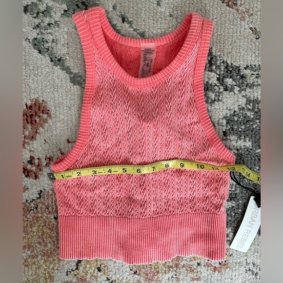 New Urban Rebel Textured Cropped Sweater Tank Top Retro Washed Coral Women’s Sm - Picture 9 of 10